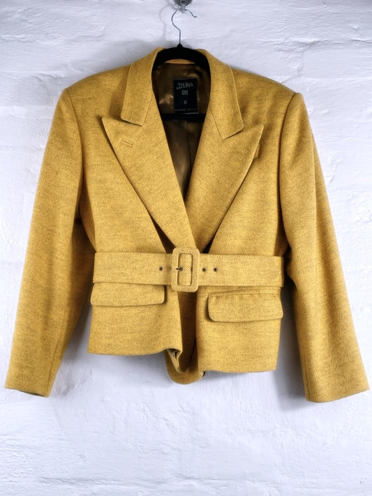 Jean Paul Gaultier Femme Blazer – Couture Edition, Senfgelb, Tailliert mit Gürtel, Made in Italy, Gr. 44