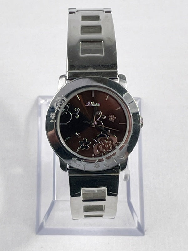 S.Oliver Damen Armbanduhr – Edelstahlarmband, florales Zifferblatt, Modell 15865