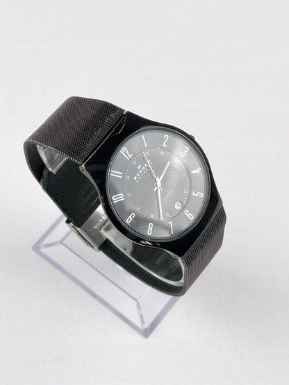 Skagen Denmark Herrenarmbanduhr – Titanium, schwarzes Zifferblatt, Mesh-Armband