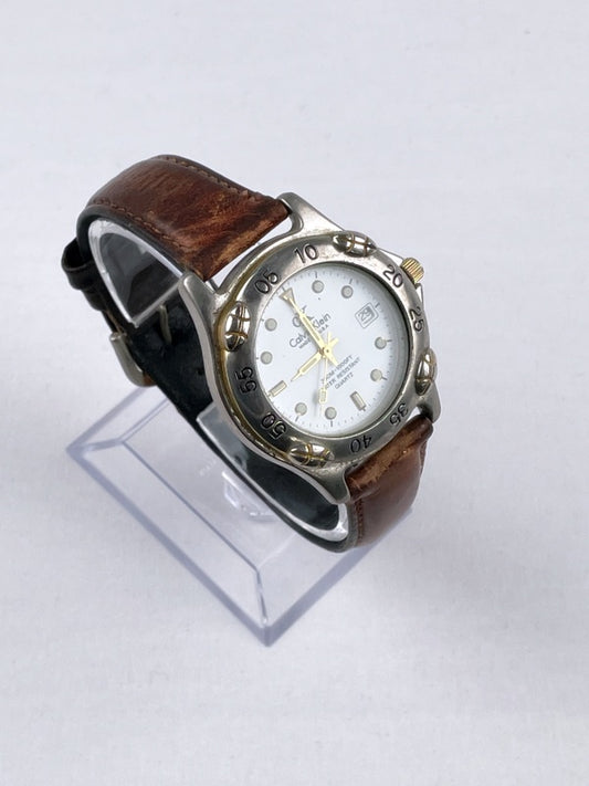 Calvin Klein Sport Quarzuhr – Edelstahl, Lederarmband, Datumsanzeige