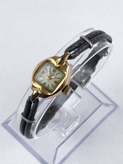 Damenarmbanduhr UMF Ruhla Vintage – 15 Rubis, Handaufzug, vergoldetes Gehäuse