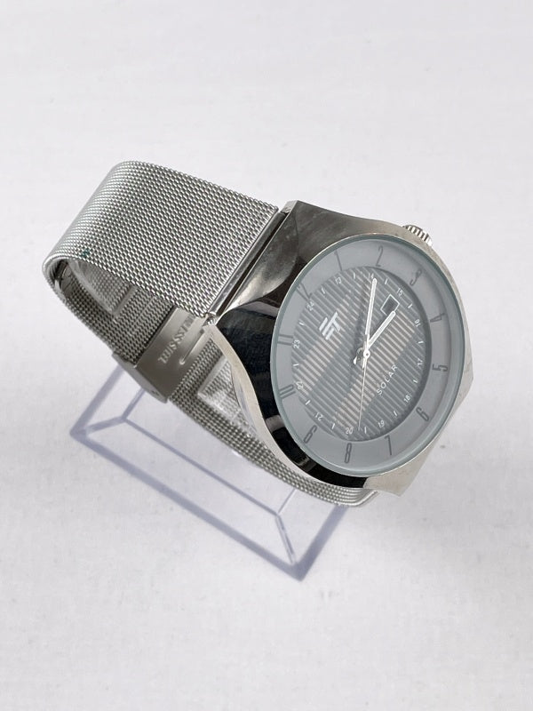 ET Solar Armbanduhr – Edelstahl, Solarbetrieben, Herren, Datumsanzeige