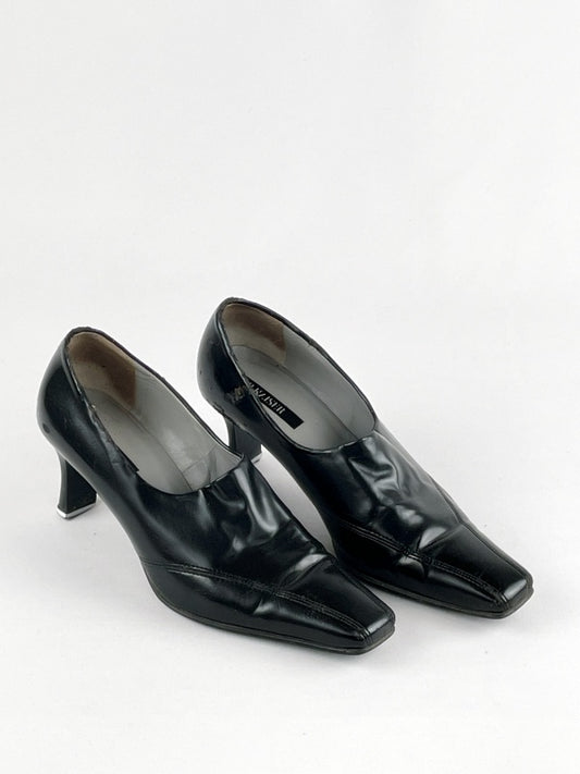 Elegante Pumps von Peter Kaiser – Schwarze Echtleder High Heels, eckige Spitze, Größe 37, Retro