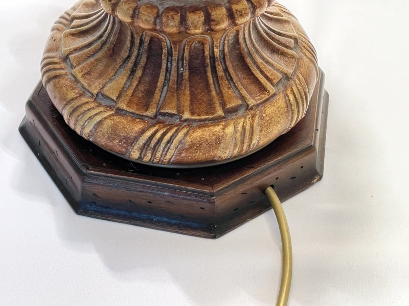 Tischlampe im Ananas-Design Vintage – Keramik & Holzsockel mit großem Stoffschirm