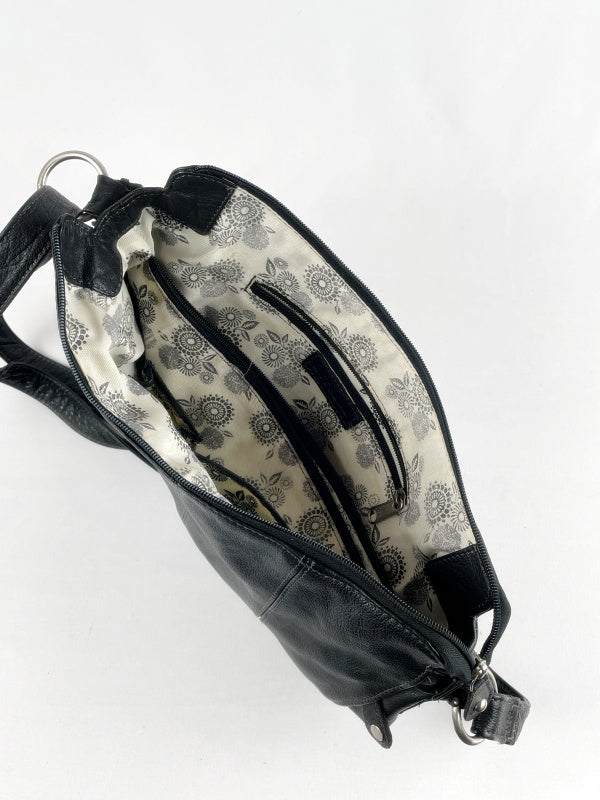 Esprit Damen Handtasche Retro – Schwarz, Kunstleder, Schultertasche