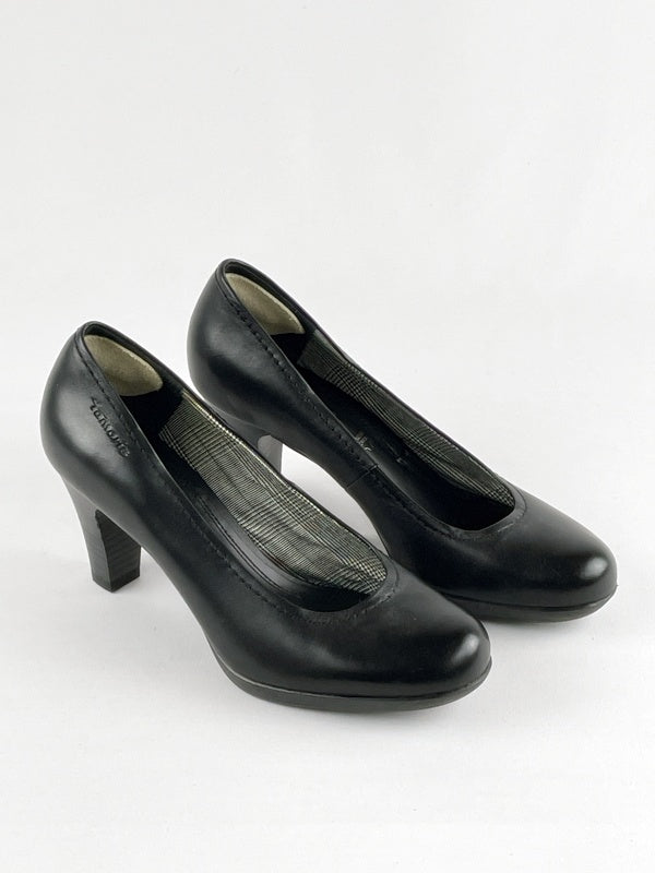 Tamaris Pumps – Schwarz, Echtleder, Größe 37, Klassische High Heels