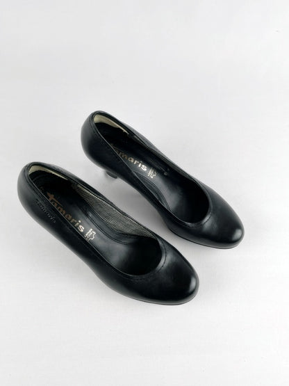 Tamaris Pumps – Schwarz, Echtleder, Größe 37, Klassische High Heels