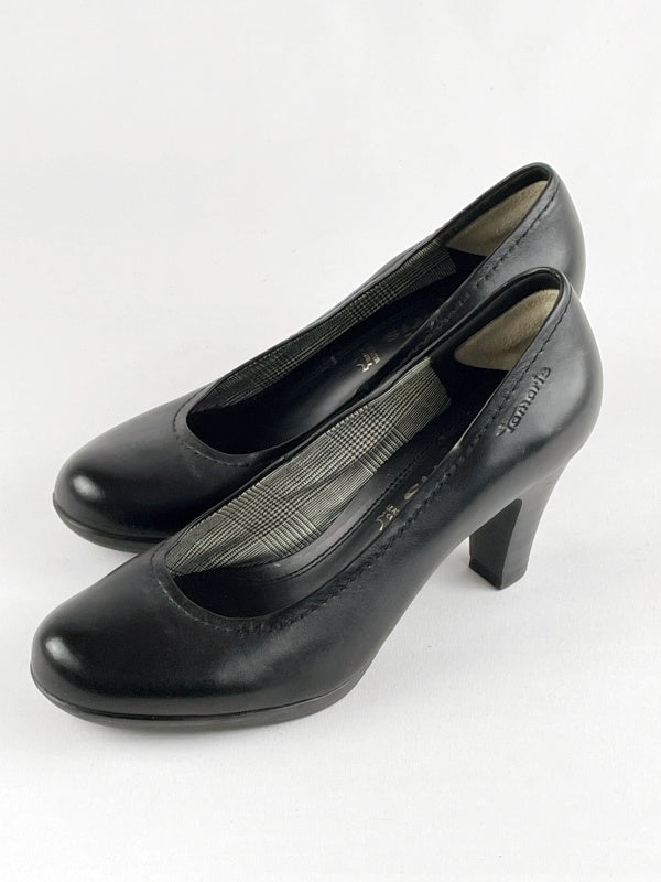 Tamaris Pumps – Schwarz, Echtleder, Größe 37, Klassische High Heels