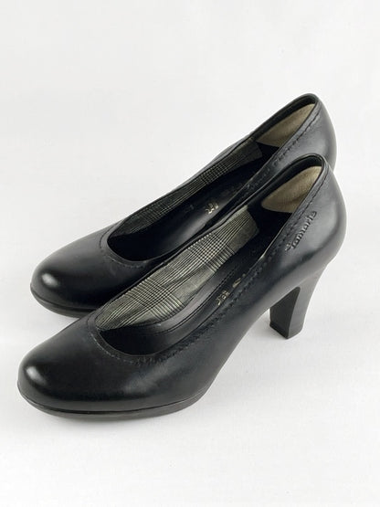 Tamaris Pumps – Schwarz, Echtleder, Größe 37, Klassische High Heels