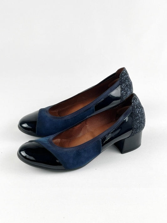 Hispanitas Pumps – Blau/Schwarz, Echtleder & Lack, Größe 37, Komfort-Schuhe