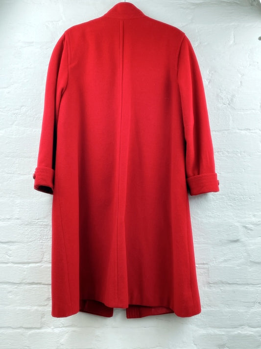 Eleganter Vintage Wollmantel in Rot – Klassisch, gefüttert, Größe 36