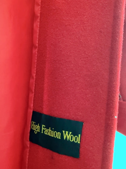 Eleganter Vintage Wollmantel in Rot – Klassisch, gefüttert, Größe 36