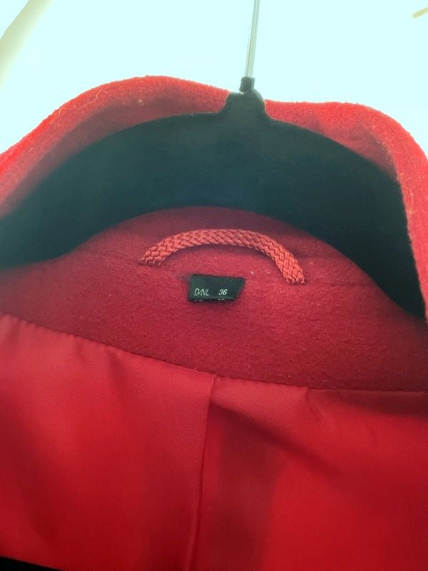 Eleganter Vintage Wollmantel in Rot – Klassisch, gefüttert, Größe 36