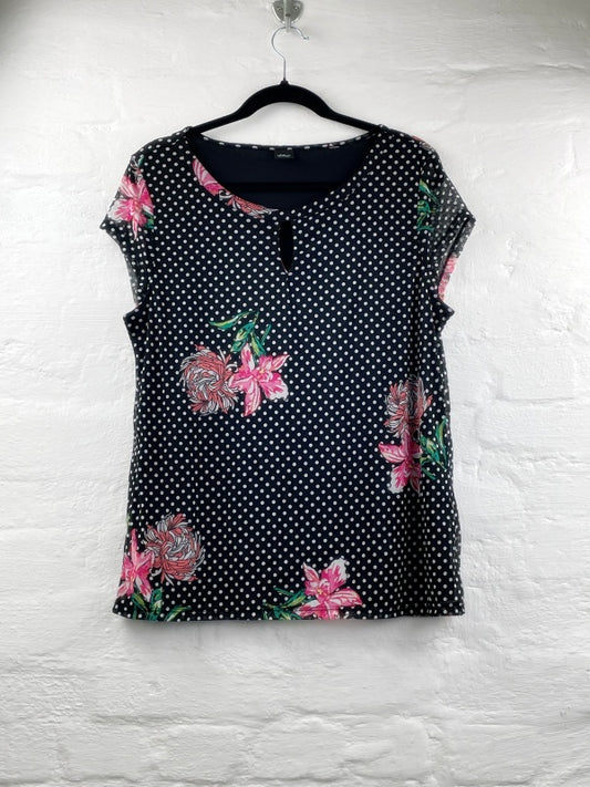 Damen Bluse s.Oliver Black Label – Punkte & Blumenmuster, Größe 44