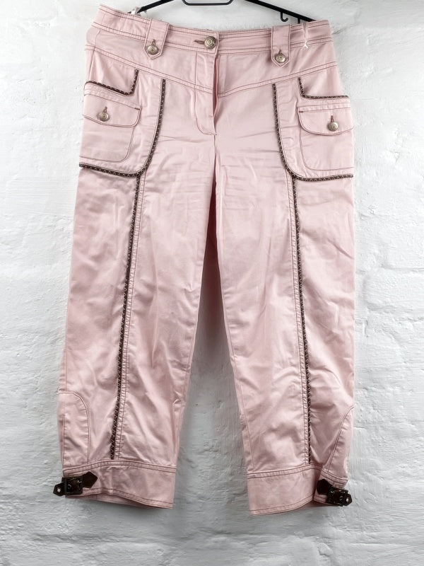 BIBA Damen Hose Retro – Rosa Caprihose, Gr. 38, Baumwoll-Stretch