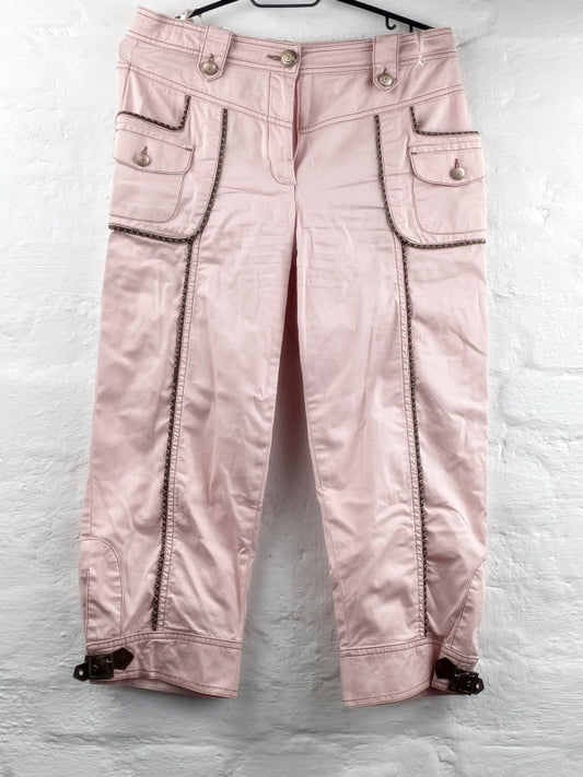 BIBA Damen Hose Retro – Rosa Caprihose, Gr. 38, Baumwoll-Stretch