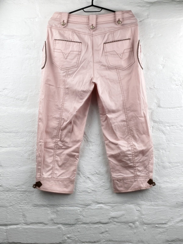 BIBA Damen Hose Retro – Rosa Caprihose, Gr. 38, Baumwoll-Stretch