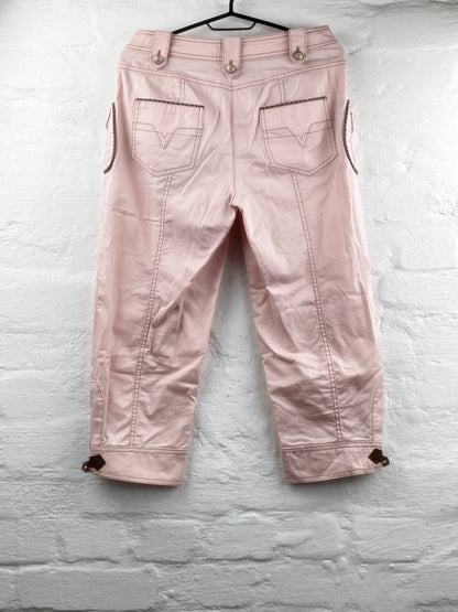 BIBA Damen Hose Retro – Rosa Caprihose, Gr. 38, Baumwoll-Stretch