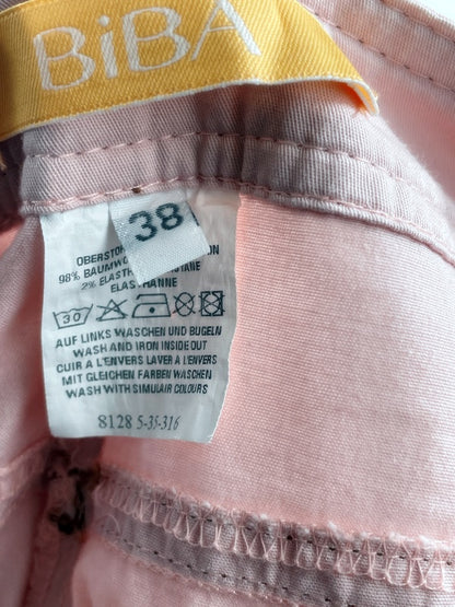 BIBA Damen Hose Retro – Rosa Caprihose, Gr. 38, Baumwoll-Stretch