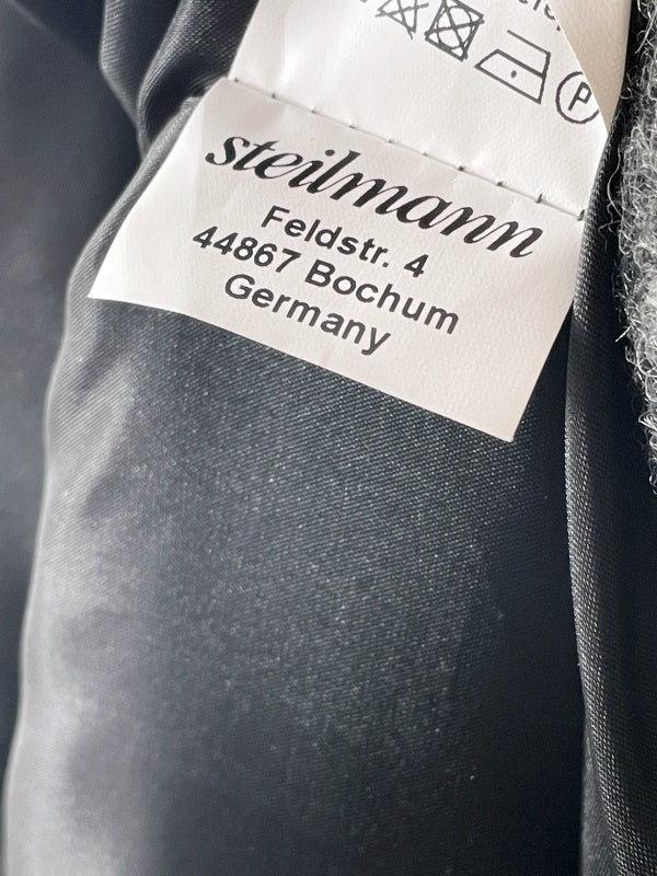 Steilmann Damen Wollmantel Retro – Grau Schwarz, Kapuze, Gr. 40