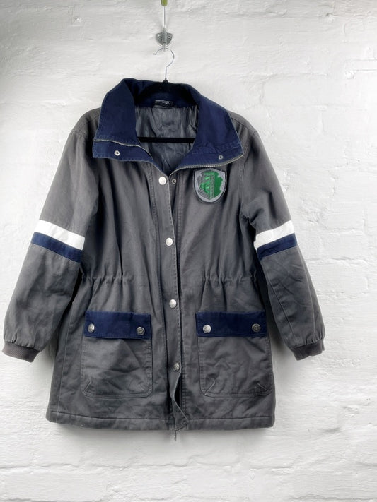 Harry Potter Jacke – Retro Hogwarts Slytherin College Style, Grau/Blau, Größe M