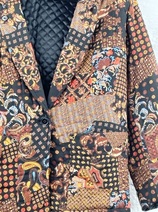 Daniel Hechter Blazerjacke – Vintage 80s Made in Italy, Barock Muster, Steppfutter, Größe M