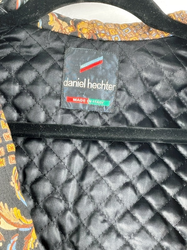 Daniel Hechter Blazer Jacket – Vintage 80s Made in Italy, Baroque Pattern, Quilted Lining, Size M