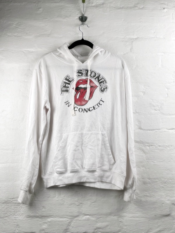 Rolling Stones Hoodie – In Concert Logo Print, Weiß, Official Merchandise