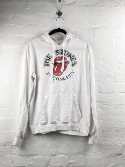 Rolling Stones Hoodie – In Concert Logo Print, Weiß, Official Merchandise