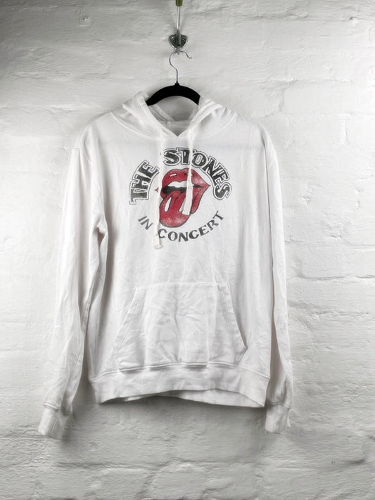Rolling Stones Hoodie – In Concert Logo Print, Weiß, Official Merchandise