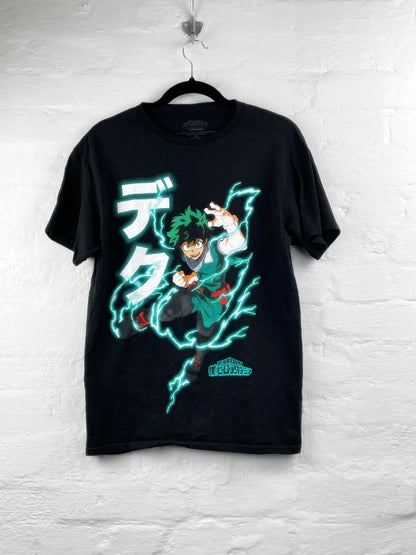 My Hero Academia Retro T-Shirt – Deku Lightning Print, Unisex, Größe M