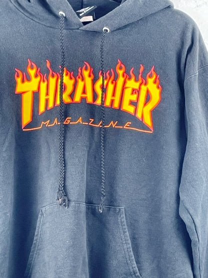 Thrasher Magazine Retro Hoodie – Flame Logo Print, Unisex, Größe S