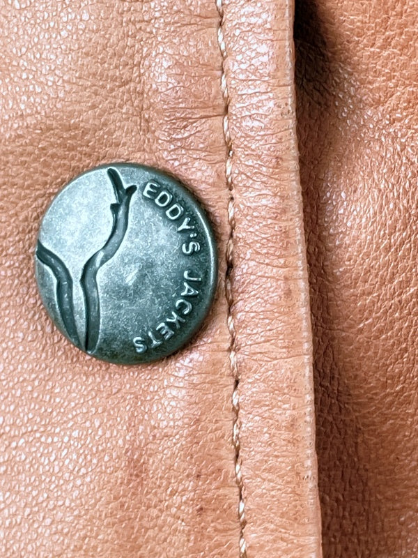 Eddy’s Jackets Retro Lederjacke – Cognacbraun, Nietenkragen, Größe XXL