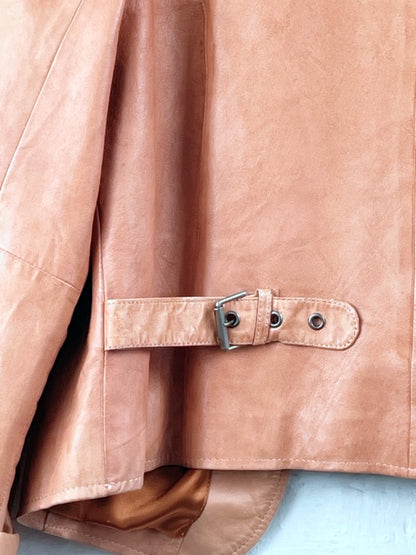 Eddy’s Jackets Retro Lederjacke – Cognacbraun, Nietenkragen, Größe XXL