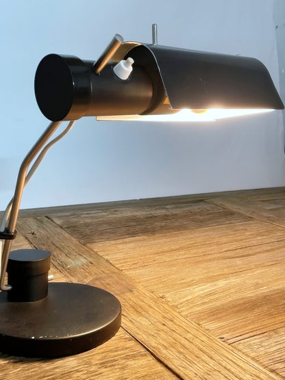 Schreibtischlampe Typ TK 501 – Mid-Century / DDR-Industriedesign, Schwarz, ca. 1970er
