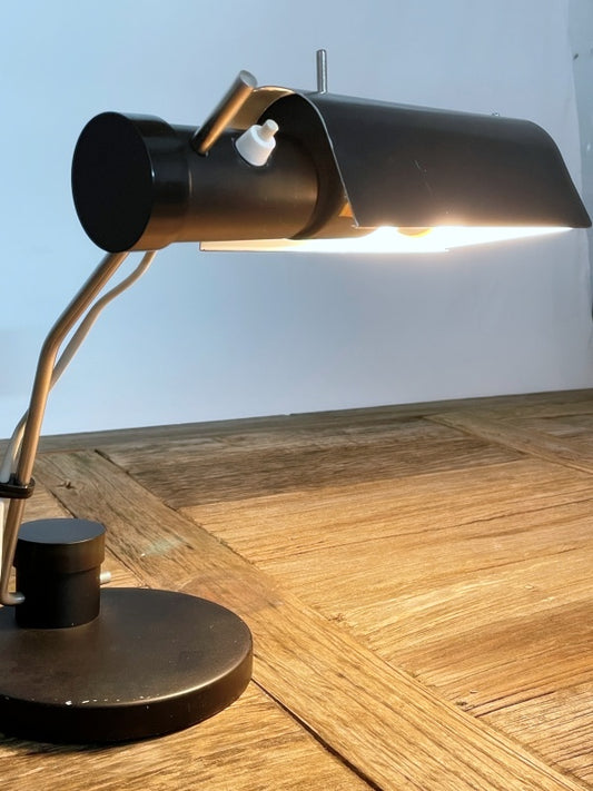 Schreibtischlampe Typ TK 501 – Mid-Century / DDR-Industriedesign, Schwarz, ca. 1970er