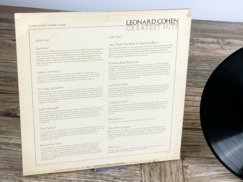 Leonard Cohen – Greatest Hits Vintage LP (CBS, Germany 1975)