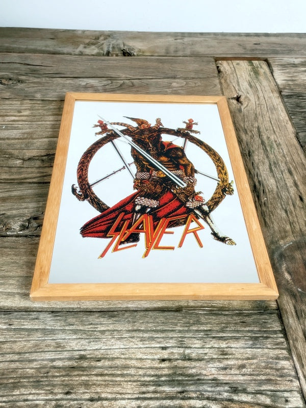 Slayer Wandspiegel mit Holzrahmen Retro Fanartikel 80s Style