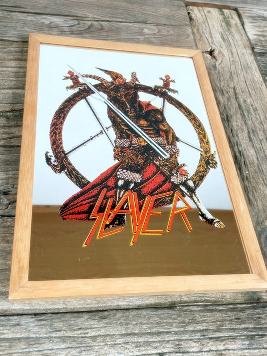 Slayer Wandspiegel mit Holzrahmen Retro Fanartikel 80s Style