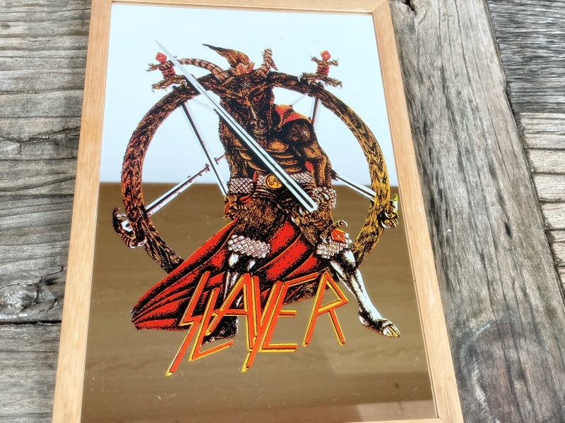 Slayer Wandspiegel mit Holzrahmen Retro Fanartikel 80s Style