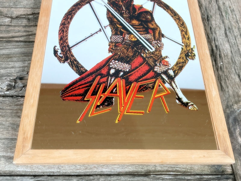 Slayer Wandspiegel mit Holzrahmen Retro Fanartikel 80s Style