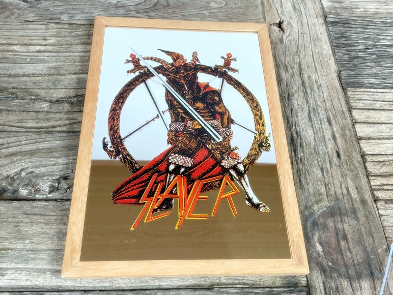 Slayer Wandspiegel mit Holzrahmen Retro Fanartikel 80s Style
